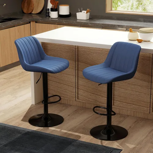 Miniatura 11 de Youhauchair - Juego de 1 taburete de bar, taburetes giratorios de altura de mostrador con respaldo, sillas de bar ajustables de piel sintética