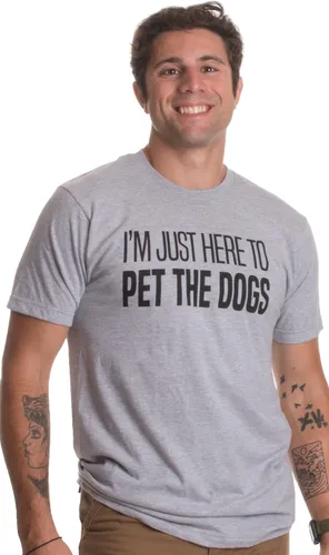 Camiseta divertida con texto en inglés "I Just Here to Pet The Doggo" - Camiseta divertida de perro con texto en inglés "Good Boy"