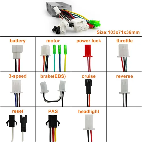 Miniatura 4 de L-faster Kit de motor de cubo de engranajes de carretilla de 24 V, 36 V, 48 V, 350 W, rueda de 14.5 pulgadas (36 V 350 W)