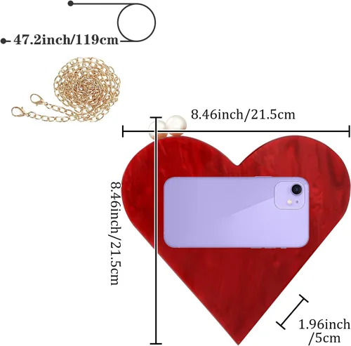 Miniatura 5 de Bolso de mano de acrílico en forma de corazón para mujer, bolso de hombro elegante para fiesta, boda