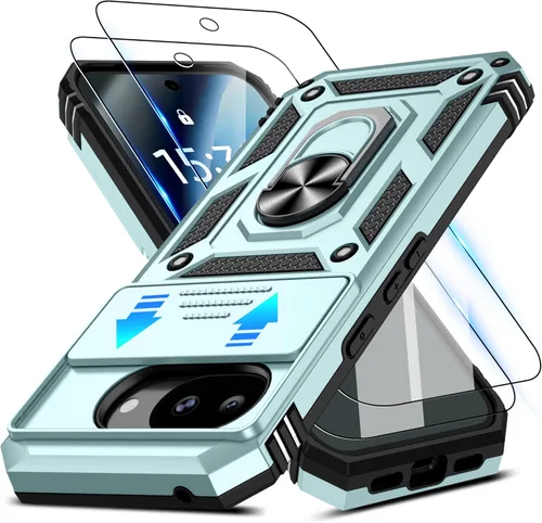 Miniatura 43 de ATUMP Funda para OnePlus Nord N200 5G con protector de pantalla HD con cubierta para cámara deslizante, soporte de anillo de rotación de 360°