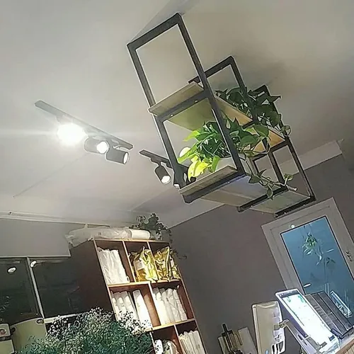 Miniatura 4 de Shelves Whftd Hanging Ceiling Shelf Wine Racks，Industrial Ceiling Mount Shelf，Retro Iron Metal Frame Plant Display Stand, Kitchen Bar Restaurant
