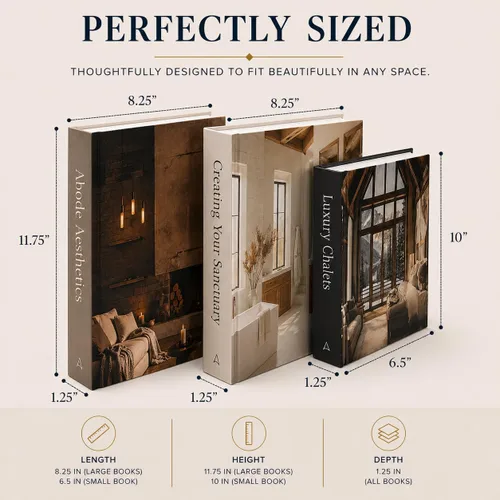 Miniatura 6 de Array & Arrow Libros decorativos para decoración del hogar, juego de 3 cajas de almacenamiento de libros de imitación con cierre magnético