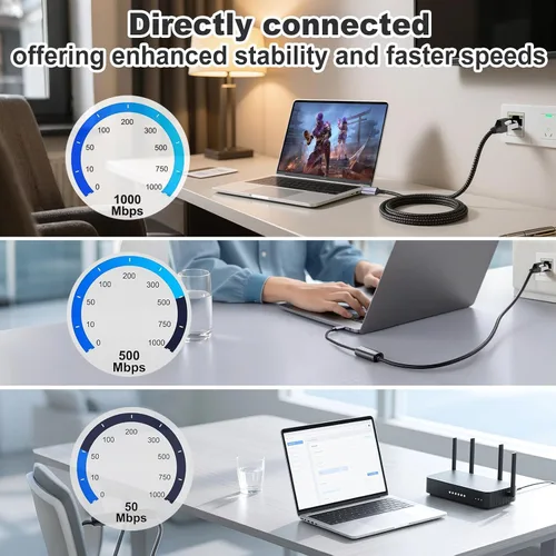Miniatura 4 de Cable USB C a Ethernet, cable LAN tipo C a RJ45, para MacBook Pro/Air, iPad Pro, iPhone 15 Series, Galaxy, Smartphone, Laptop, PC (6 pies)