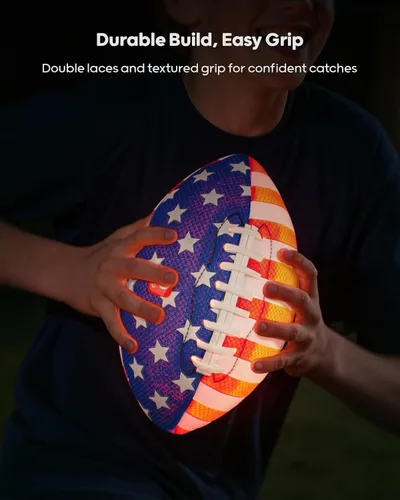 Miniatura 3 de QPAU Fútbol que brilla en la oscuridad, fútbol juvenil iluminado con bomba y baterías, juguetes y juegos al aire libre para niños y niñas, regalo