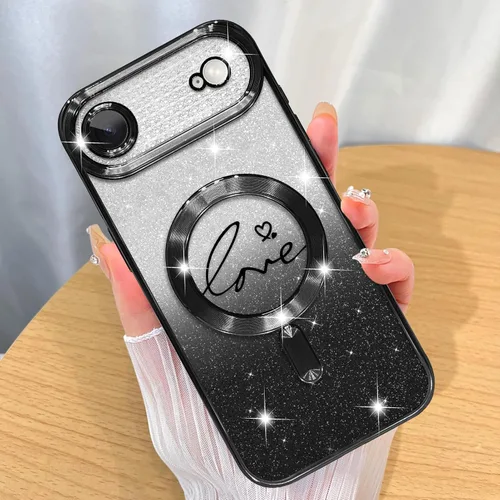 Miniatura 31 de ZIYE Funda Magnética Diseñada para iPhone 11 Funda con Purpurina Plateado de Lujo Corazón de Amor Compatible con MagSafe Funda Transparente