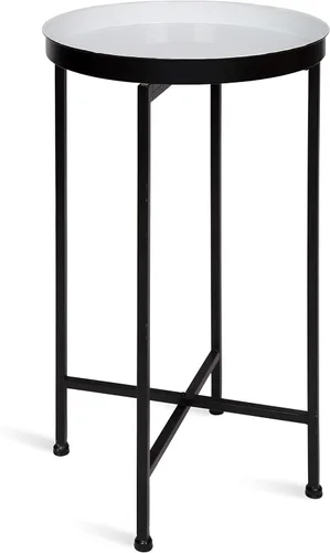 Miniatura 9 de Kate and Laurel Celia - Mesa decorativa redonda de metal plegable con bandeja superior, negro