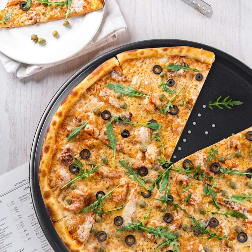 Miniatura 6 de Webake Bandeja para pizza ventilada de 12 pulgadas con agujeros, revestimiento antiadherente en acero al carbono, placa redonda para pizza