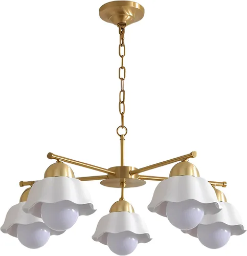Miniatura 8 de BOKT Candelabros de cristal con forma de globo de mediados de siglo, moderna lámpara dorada para casa de campo, con barra ajustable, lámpara