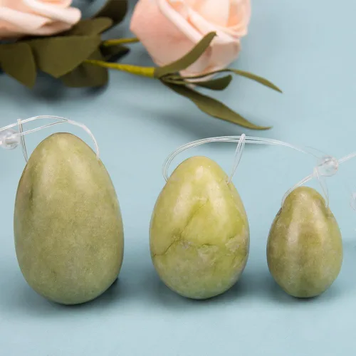 Miniatura 6 de ZORZA 3 huevos de masaje de piedra de jade masaje piedra natural estrés ejercicio bolas para mujeres