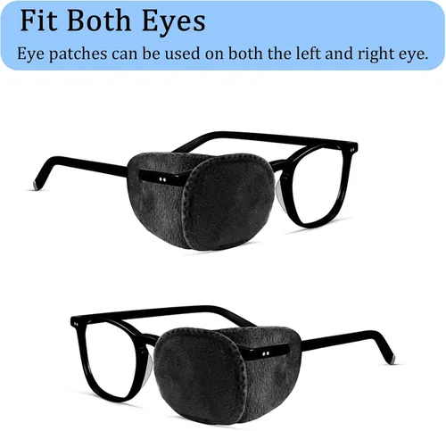 Miniatura 6 de 4 parches de ojos para gafas, parche médico para el tratamiento de ojos perezosos, ambliopía, estrabismo, mejora la visión, parche reutilizable Negro