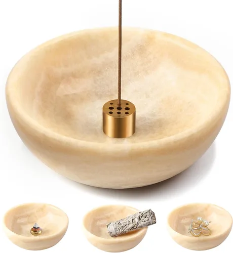 Miniatura 14 de Koville Porta Incienso de Mármol Natural Turco, Porta Inciensos para Varillas, Quemador de Inciensos Robusto con Recolector de Cenizas, Ideal