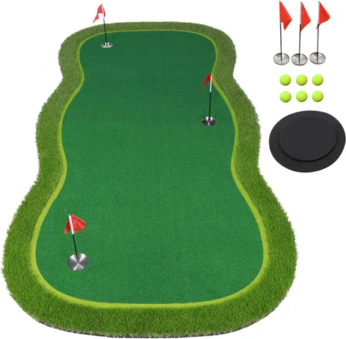Miniatura 8 de Golf Putting Verde/Mat-Golf Training Mat - Alfombrilla profesional de práctica de golf - Putter largo desafiante verde para interiores y exteriores