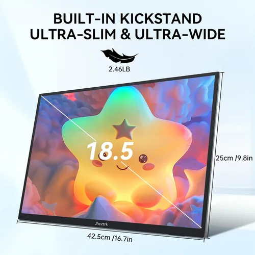 Miniatura 7 de Monitor portátil de 18.5 pulgadas 120Hz FHD 1080P HDMI USB-C, 99% sRGB, monitores de juegos HDR Altavoces incorporados Kickstand y VESA Segunda