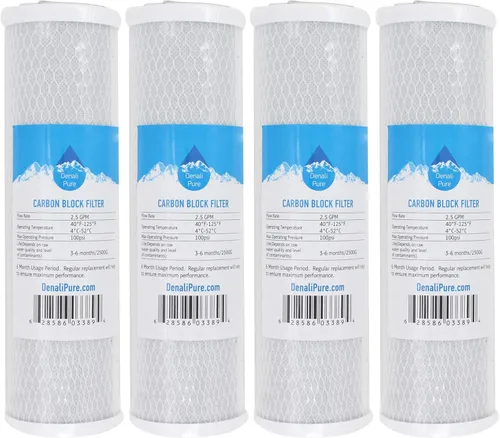 Culligan - Paquete de 4 filtros de bloque de carbón activado de repuesto, universales de 10 pulgadas, compatible con HF-360 para toda la casa filtro