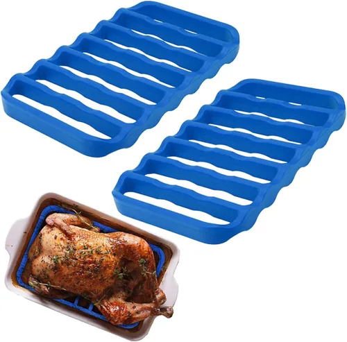 Paquete de 2 estantes de silicona para asar antiadherentes, fáciles de limpiar, para cocinar, hornear y cocinar al vapor (paquete de 2)