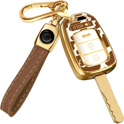 Miniatura 30 de Lucrum Compatible con funda para llavero Honda y llavero de cuero - Estuche de llavero de TPU para Accord Civic CR-V HR-V Pilot Ridgeline SE LX