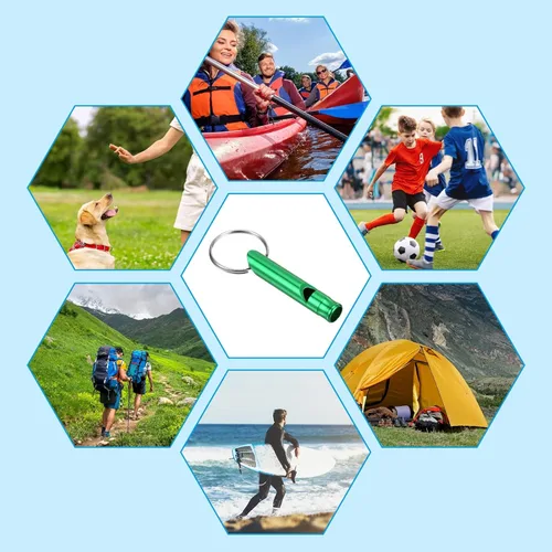 Miniatura 5 de PATIKIL Silbatos de emergencia, silbato de seguridad con llavero de sonido fuerte, silbato de supervivencia al aire libre para acampar y cazar Verde