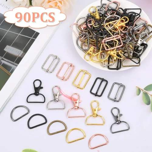 Miniatura 6 de Paxcoo Llavero a granel con llavero giratorio con gancho en D y hebillas deslizantes para bolso de mano, bolso, hardware y manualidades (1 pulgada)
