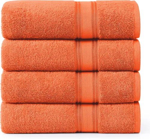 Miniatura 13 de Lane Linen Juego de 4 toallas de baño de 100 % algodón (35 x 66 pulgadas), juego de toallas de baño extragrandes de algodón sin torsión, secado Gris