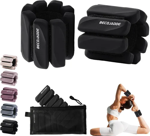 Miniatura 15 de BECOJADDE Juego de 2 pesas para tobillo (1 libra/2 libras cada una) para mujeres y hombres, pulsera ajustable para muñeca para gimnasio en casa