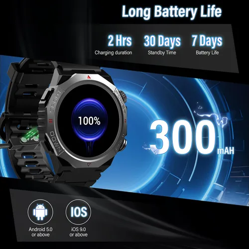 Miniatura 6 de Qecnato Relojes inteligentes militares para hombre (respuesta/hacer llamadas), relojes HD de 1.39 pulgadas, monitor de frecuencia cardíaca/sueño