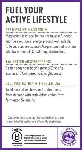 Miniatura 8 de New Chapter Suplemento de magnesio-selenio y zinc, 325 mg de magnesio en una tableta diaria para cuerpos activos, rebota después del ejercicio