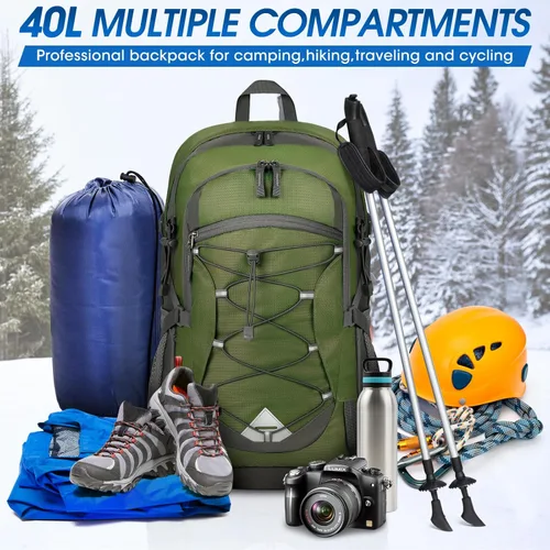 Miniatura 8 de IGOLUMON Mochila de senderismo de 40 L, plegable, ligera, mochila de camping para hombres y mujeres, impermeable, mochila de senderismo al aire