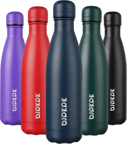 Miniatura 93 de BJPKPK Botellas de agua de acero inoxidable con aislamiento de 17 onzas, mantiene el frío y el calor, brillante oro rosa Oro rosa brillante