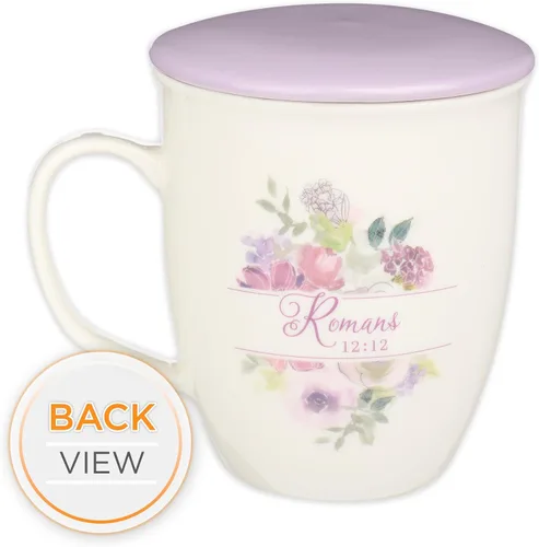 Miniatura 2 de Christian Art Gifts Taza de cerámica floral de lavanda con tapa de color lila – Taza de café y té inspiradora sin plomo ni cadmio de 13 oz. Taza