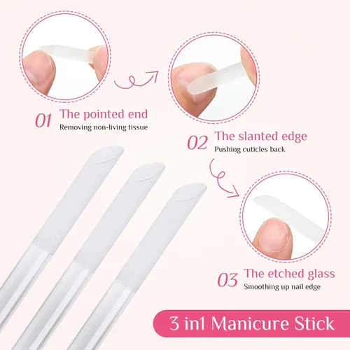 Miniatura 3 de Maitys Juego de 6 piezas de vidrio para cutículas de vidrio, juego de limas de uñas de cristal de doble cara, herramientas de precisión