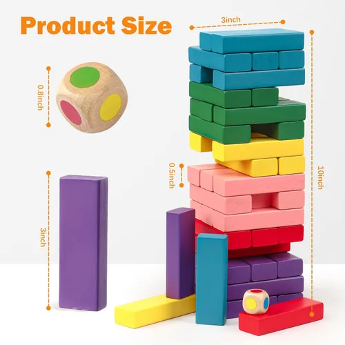 Miniatura 6 de Juego de mesa de bloques de madera para niños, 48 piezas