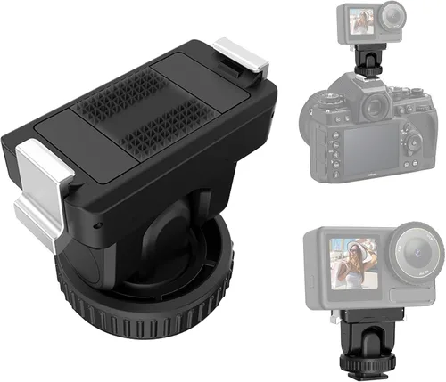 PULUZ Soporte de montaje rápido para DJI Osmo Action 5 Pro/4/3, zapata fría con agujero de tornillo de 1/4 pulgadas y ajuste de inclinación de 75°