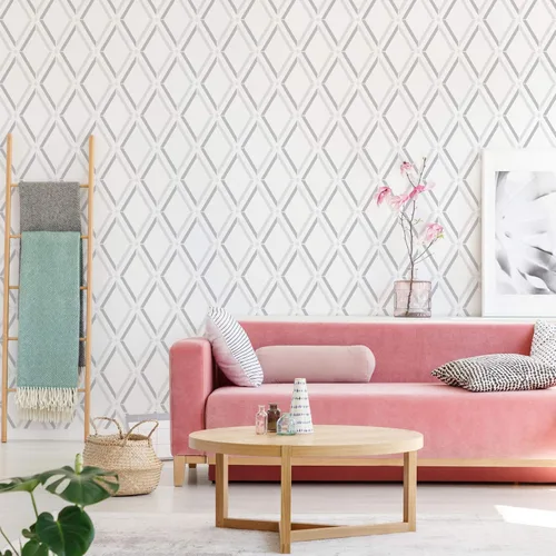Plantilla de pared de enrejado de diamantes, plantillas grandes para pintar paredes, prueba plantillas en lugar de papel tapiz, plantillas modernas