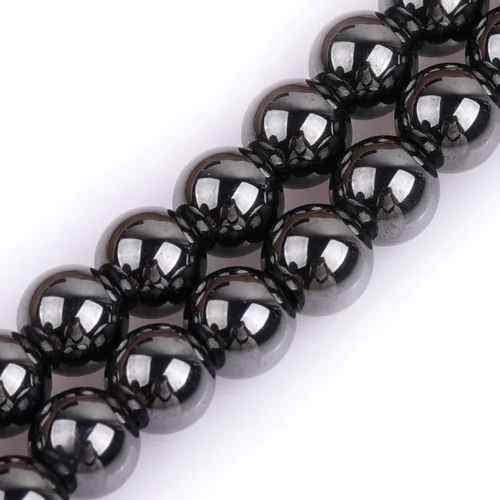Miniatura 11 de GEM-Inside - Cuentas redondas sueltas de hematita negra natural de 0.079 pulgadas para hacer joyas, 15 pulgadas