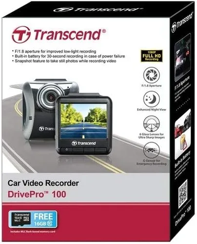 Miniatura 7 de Transcend Grabadora de video para coche DrivePro 100 de 16 GB con soporte de succión (TS16GDP100M)