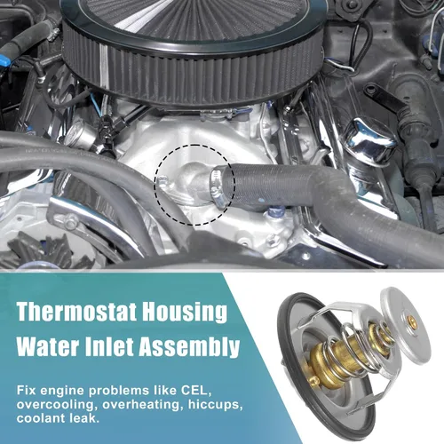 Miniatura 3 de X AUTOHAUX Reemplazo del termostato del refrigerante del motor 52028898AE para Chrysler 300 2005-2023 goma de aluminio 1 unids