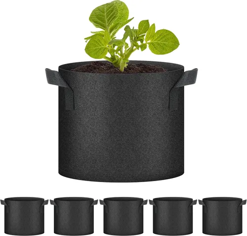 Miniatura 12 de HealSmart Paquete de 10 bolsas de cultivo de plantas de 3 galones, macetas plantadoras de tomate con asas, tela no tejida de aireación, maceta