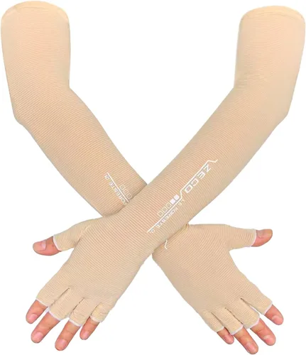 Guantes de protección UV Mangas para hombres y mujeres Ciclismo Brazo de hielo Protector solar sin dedos Mangas largas (2 colores de piel), Color de