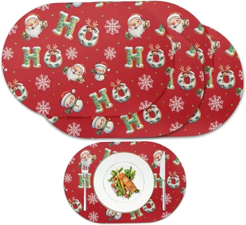 Miniatura 13 de Blue Flower Dining Table Mats Set of 2 Hummingbird Heat Resistant Placemats Washable and Wipeable Non Slip Place Mat, Waterproof Modern Dining Table