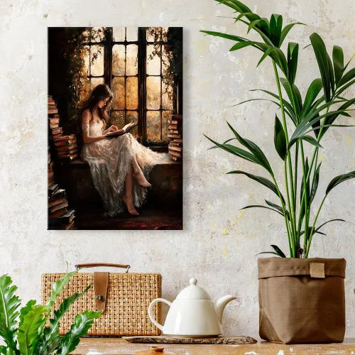 uoyien Lienzo de lectura vintage victoriano para niñas, impresiones artísticas de pared oscuras Cottagecore, decoración de pared, pinturas de libros