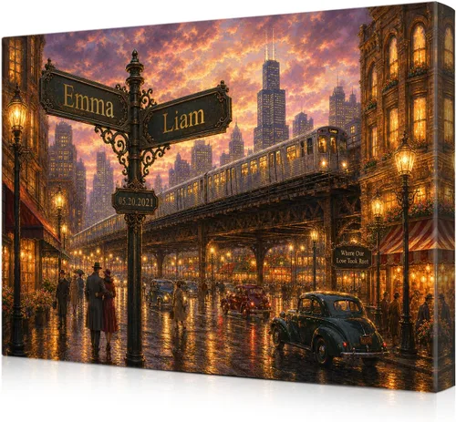 Miniatura 23 de IPIC - Personalized Framed Canvas with Custom Street Sign in Boston Personalized Street Signs with Names, Custom Canvas Print, Boston Sunset