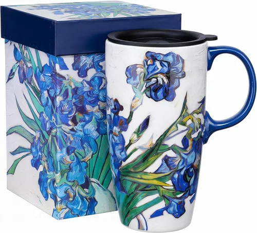 Miniatura 11 de Topadorn Taza de viaje de cerámica Taza de café de porcelana con tapa y caja a prueba de derrames, 17 onzas.