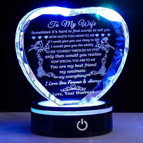 Miniatura 14 de YWHL Regalos de cumpleaños para hermanas con base LED colorida de corazón de cristal para mi hermana, regalo significativo para hermanas en Navidad