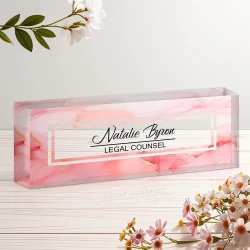 Miniatura 23 de Placa de nombre personalizada para escritorio, letrero de nombre de escritorio acrílico personalizado, regalos de agradecimiento de oficina