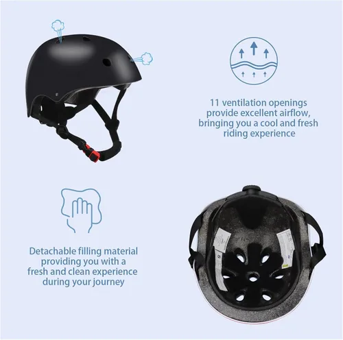 Miniatura 2 de Casco de bicicleta ajustable con gradiente de color para niños con set de rodilleras y coderas Equipo de seguridad multideporte para niños y niñas