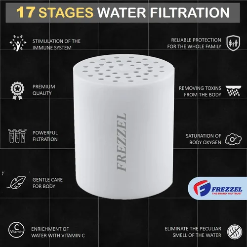 Miniatura 4 de Paquete de 2 cartuchos de repuesto para filtro de ducha FREZZEL Filtro universal de cabezal de ducha de 17 etapas para filtro de cabezal de ducha