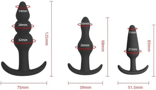 Miniatura 2 de ERUN Tapón anal de silicona con cuentas de tapón anal, paquete de 3 tapones anales, juego de entrenamiento desde principiantes hasta jugadores