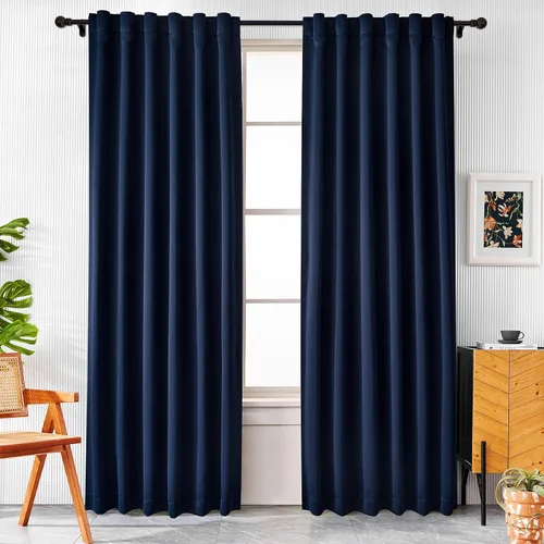 Miniatura 19 de Pickluc Cortinas opacas de 63 pulgadas de largo, 2 paneles de cortinas opacas para dormitorio o sala de estar, pestaña trasera y bolsillo para Negro