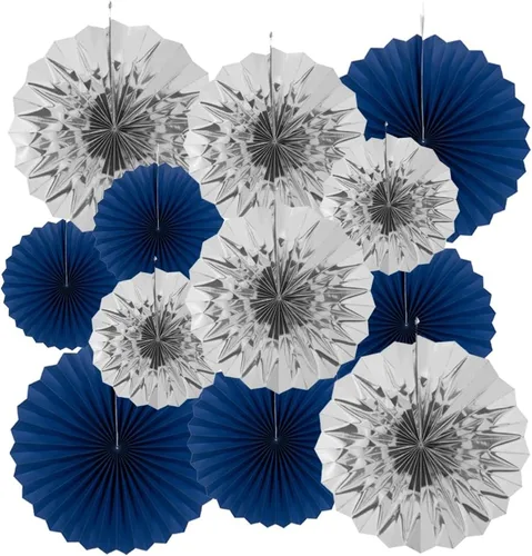 Miniatura 27 de MOWO Abanicos de papel negro para colgar decoración (negro, 6 piezas)